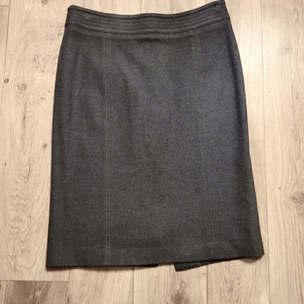 Emporio Armani Womens Wool Straight Pencil Skirt Gray Size8